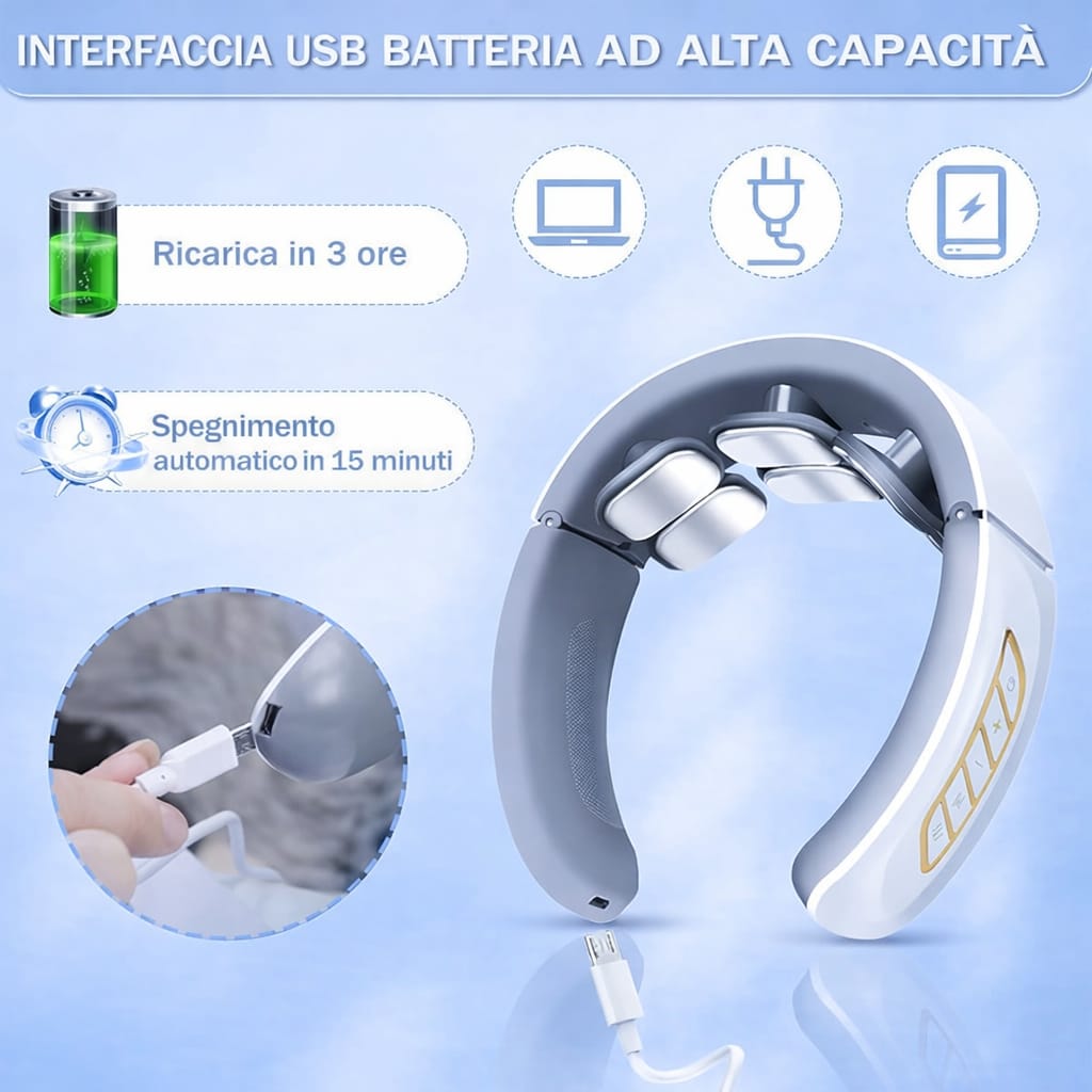 Massaggiatore Cervicale EMS Wireless – Sollievo Immediato dal Dolore al Collo