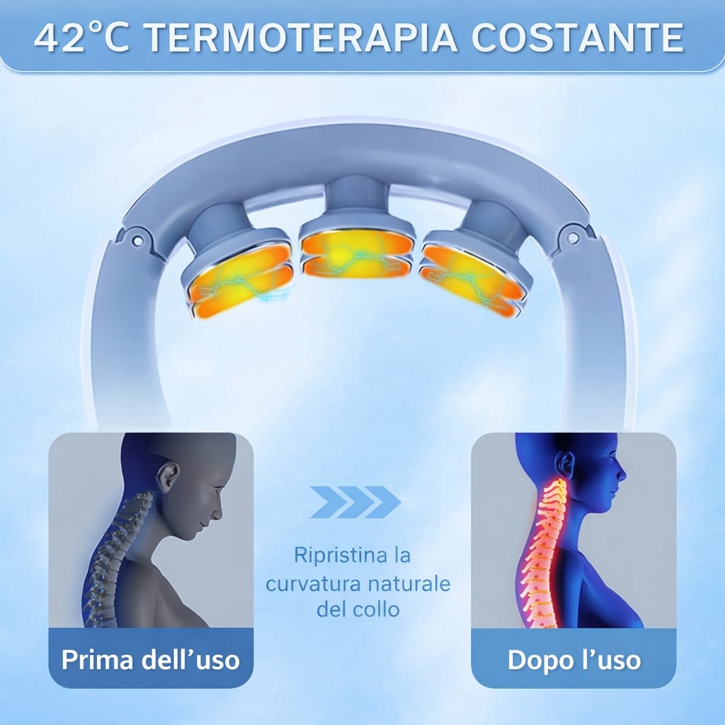 Nuovo Massaggiatore Elettrico Wireless EMS 2026 per Collo, Intelligente e Smart Shiatsu con Compressione Calda e Riscaldamento