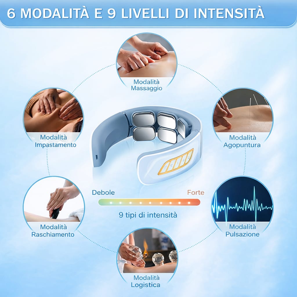 Massaggiatore Cervicale EMS Wireless – Sollievo Immediato dal Dolore al Collo